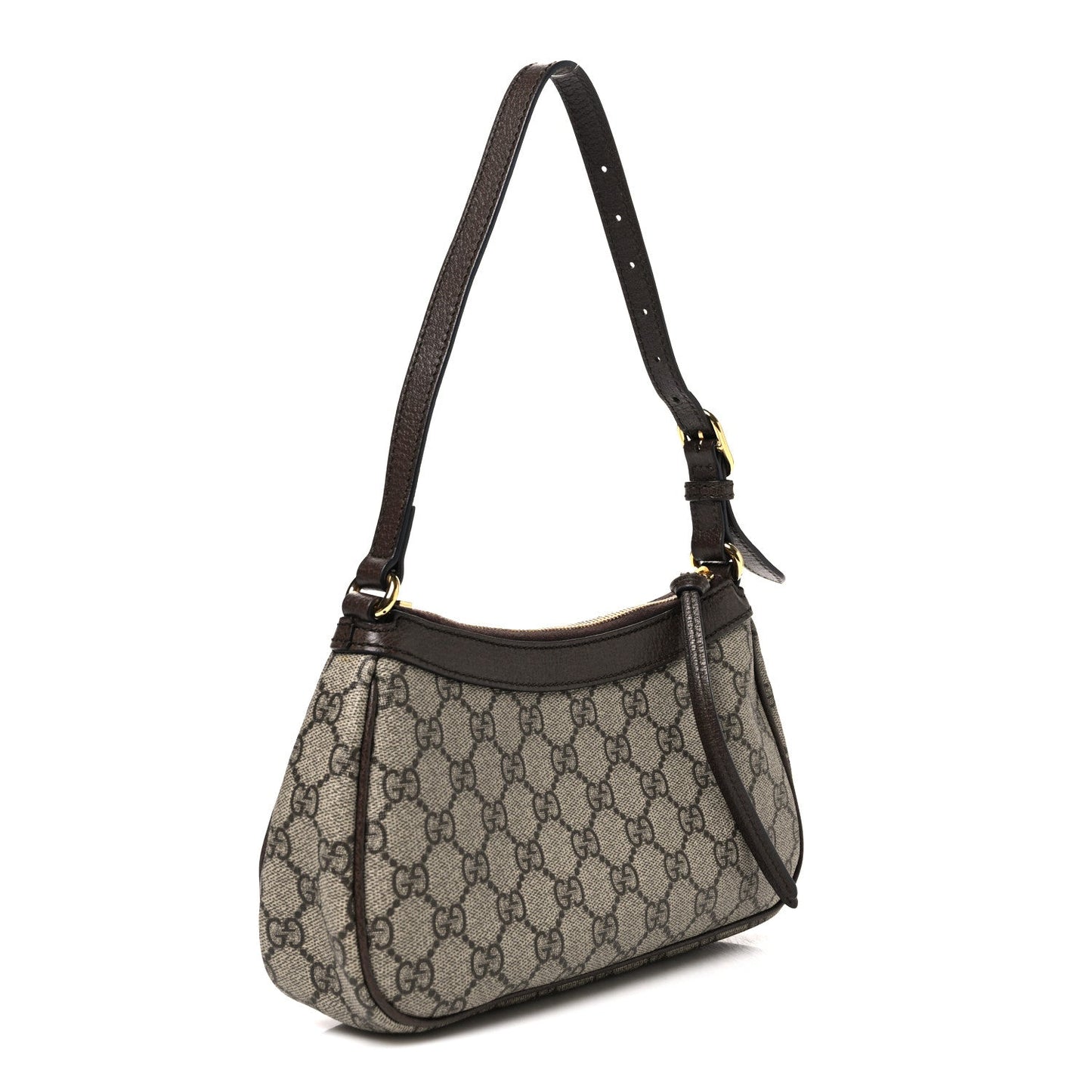 GG Supreme Monogram Textured Dollar Calfskin Small Ophidia Hobo Beige Ebony New Acero