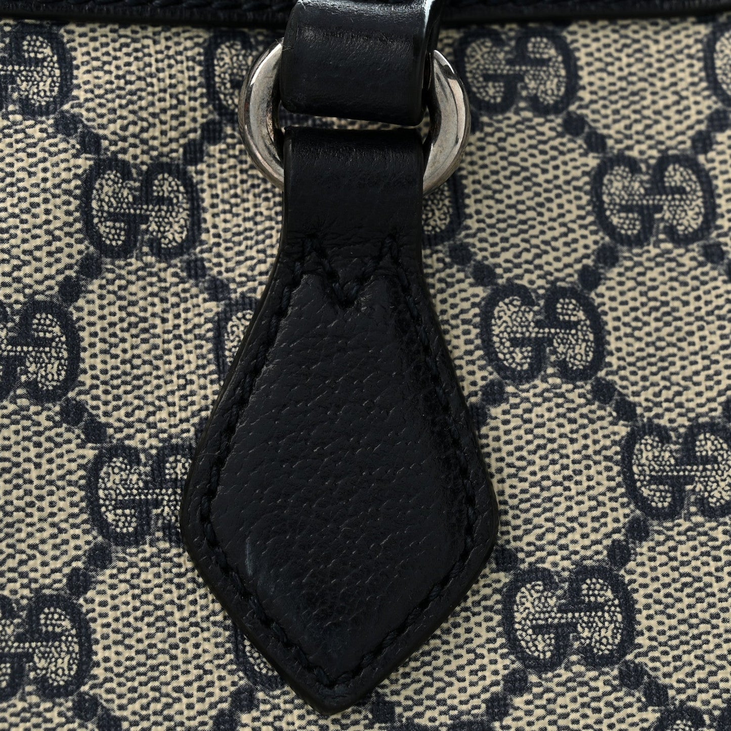 GG Supreme Monogram Textured Calfskin Web Medium Ophidia Shopping Tote Beige Blue