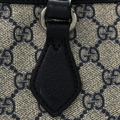 GG Supreme Monogram Textured Calfskin Web Medium Ophidia Shopping Tote Beige Blue