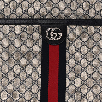GG Supreme Monogram Web Savoy Garment Bag Beige Blue
