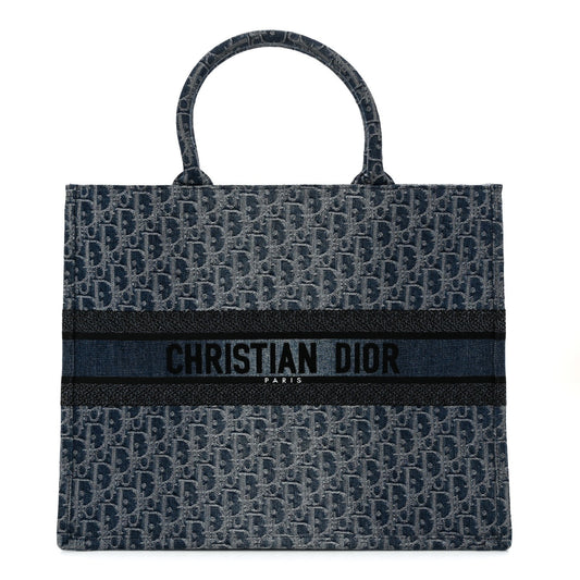Oblique Denim Large Book Tote Blue