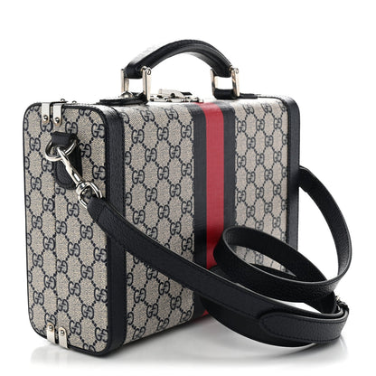 GG Supreme Monogram Web Savoy Medium Top Handle Beauty Case Beige Blue