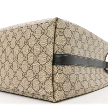 GG Supreme Monogram Medium Emblem Bucket Bag Beige Dark Brown Black