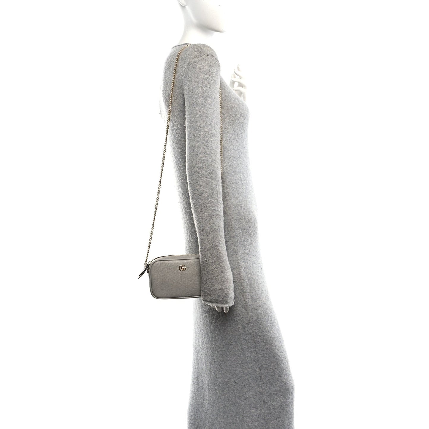Dollar Calfskin Super Mini GG Marmont Chain Shoulder Bag Deep Grey