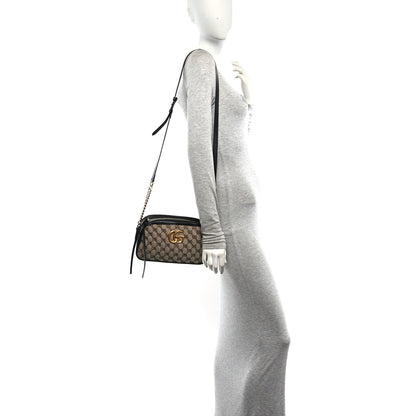Monogram Matelasse Diagonal Small GG Marmont Chain Shoulder Bag Beige Black