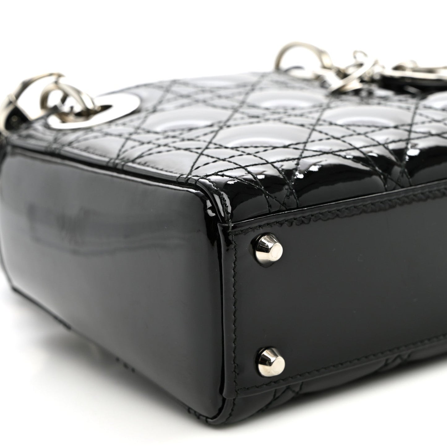 Patent Cannage Mini Lady Dior Black