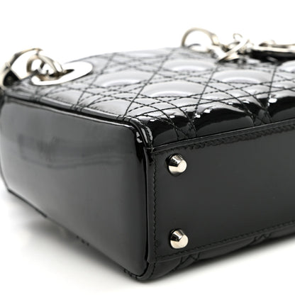 Patent Cannage Mini Lady Dior Black