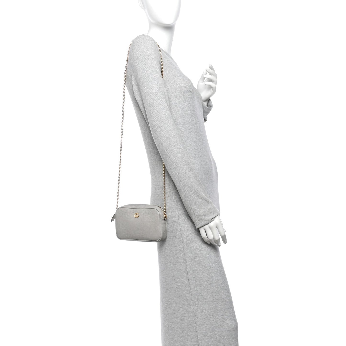 Dollar Calfskin Super Mini GG Marmont Chain Shoulder Bag Deep Grey