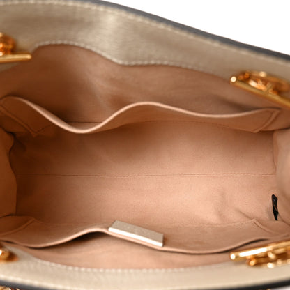 GG Supreme Monogram Flora Textured Calfskin Small Padlock Tote Beige Ebony Multicolor Mystic White