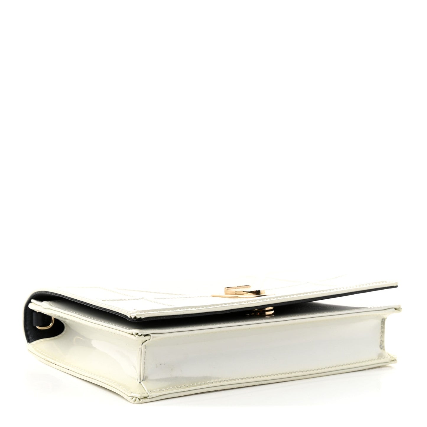 Patent Micro-Cannage Diorama Wallet on Chain Pouch Metallic White