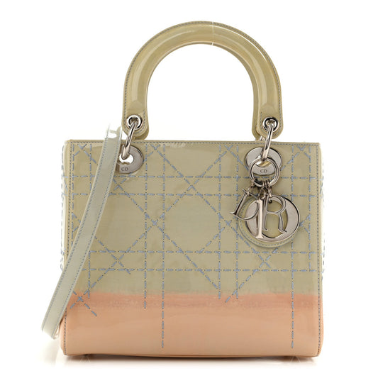 Patent Cannage Gradient Medium Lady Dior Blue Coral