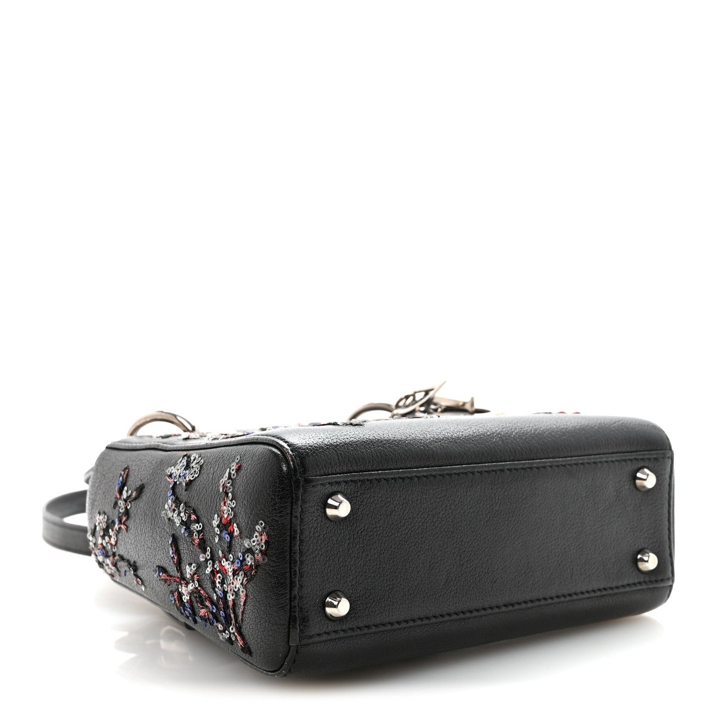 Goatskin Sequin Embroidered Mini Lady Dior Black