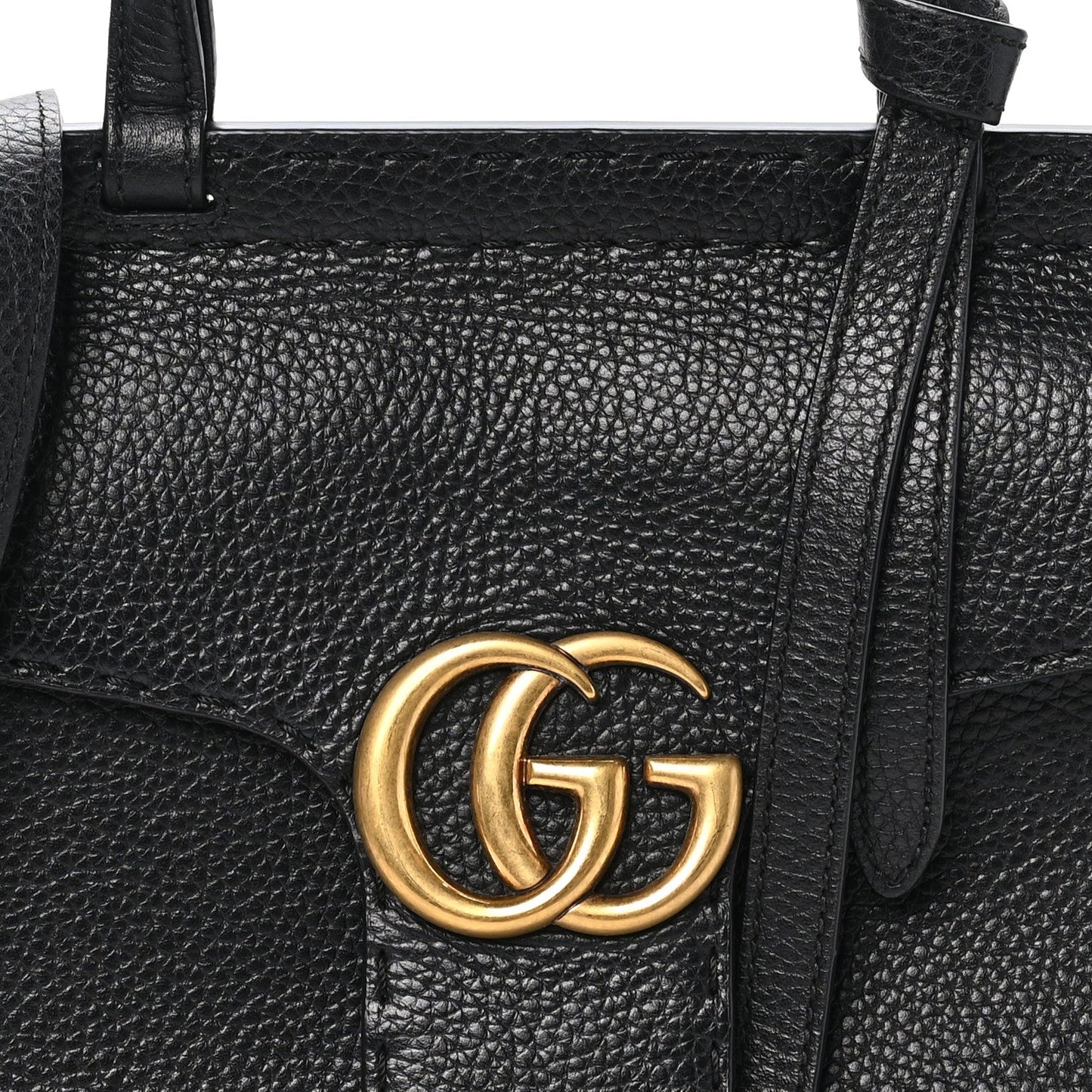 Calfskin Small GG Marmont Top Handle Bag Black