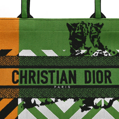 Canvas Embroidered Medium Jungle Pop Book Tote Green Multicolor