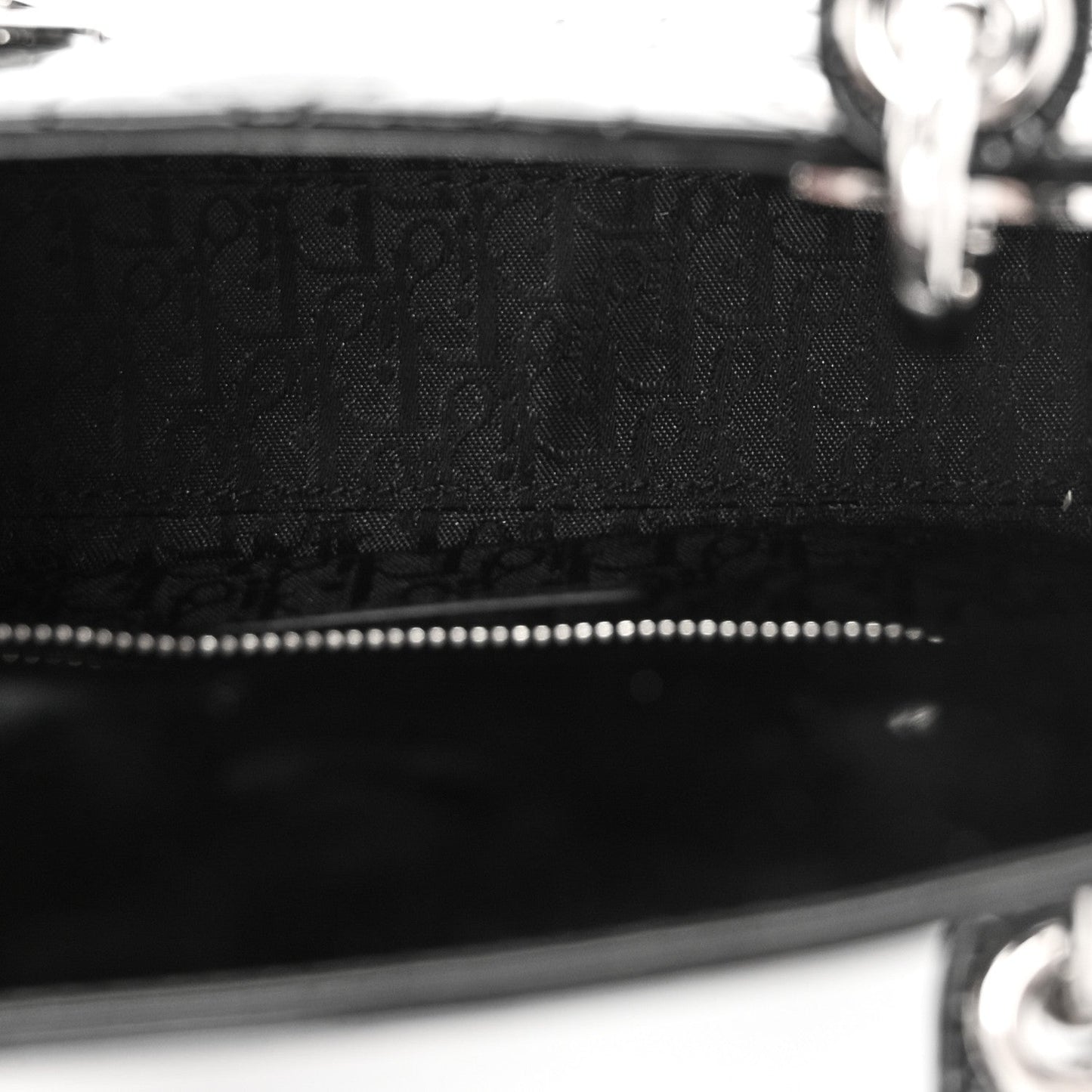 Patent Cannage Mini Lady Dior Black