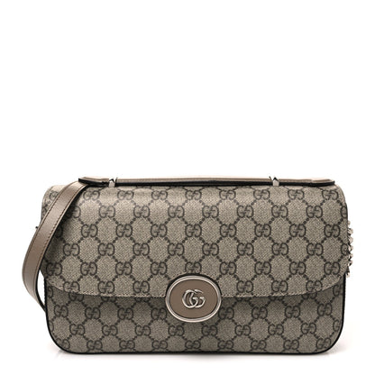 GG Supreme Monogram Petite GG Top Handle Shoulder Bag Beige Ebony