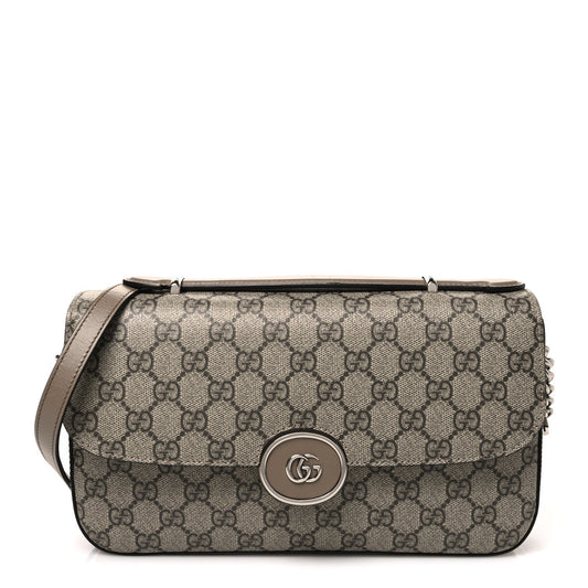 GG Supreme Monogram Petite GG Top Handle Shoulder Bag Beige Ebony