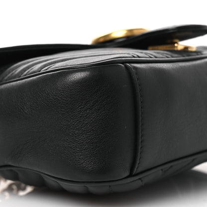 Calfskin Matelasse Small GG Marmont Shoulder Bag Black