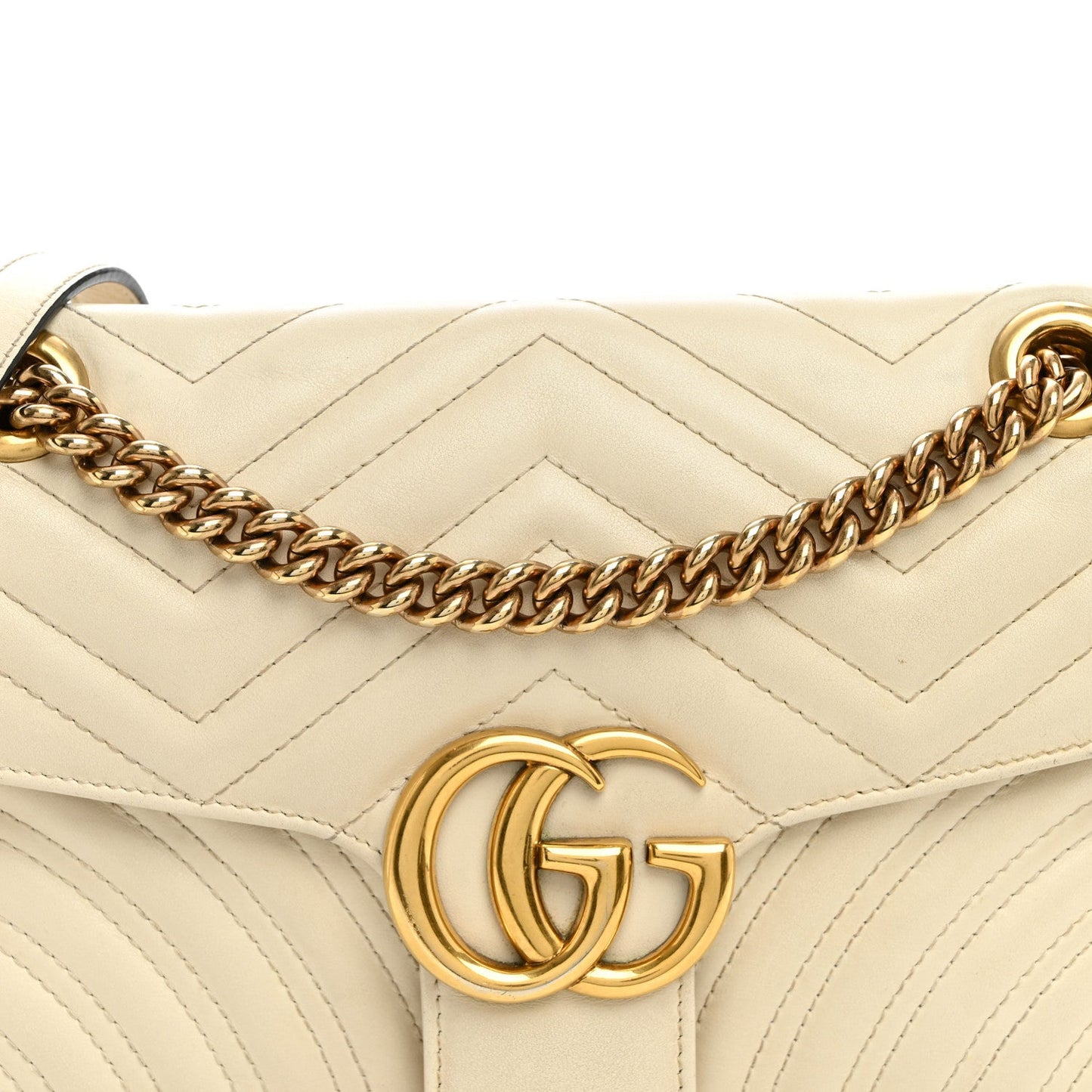 Calfskin Matelasse Small GG Marmont Shoulder Bag White