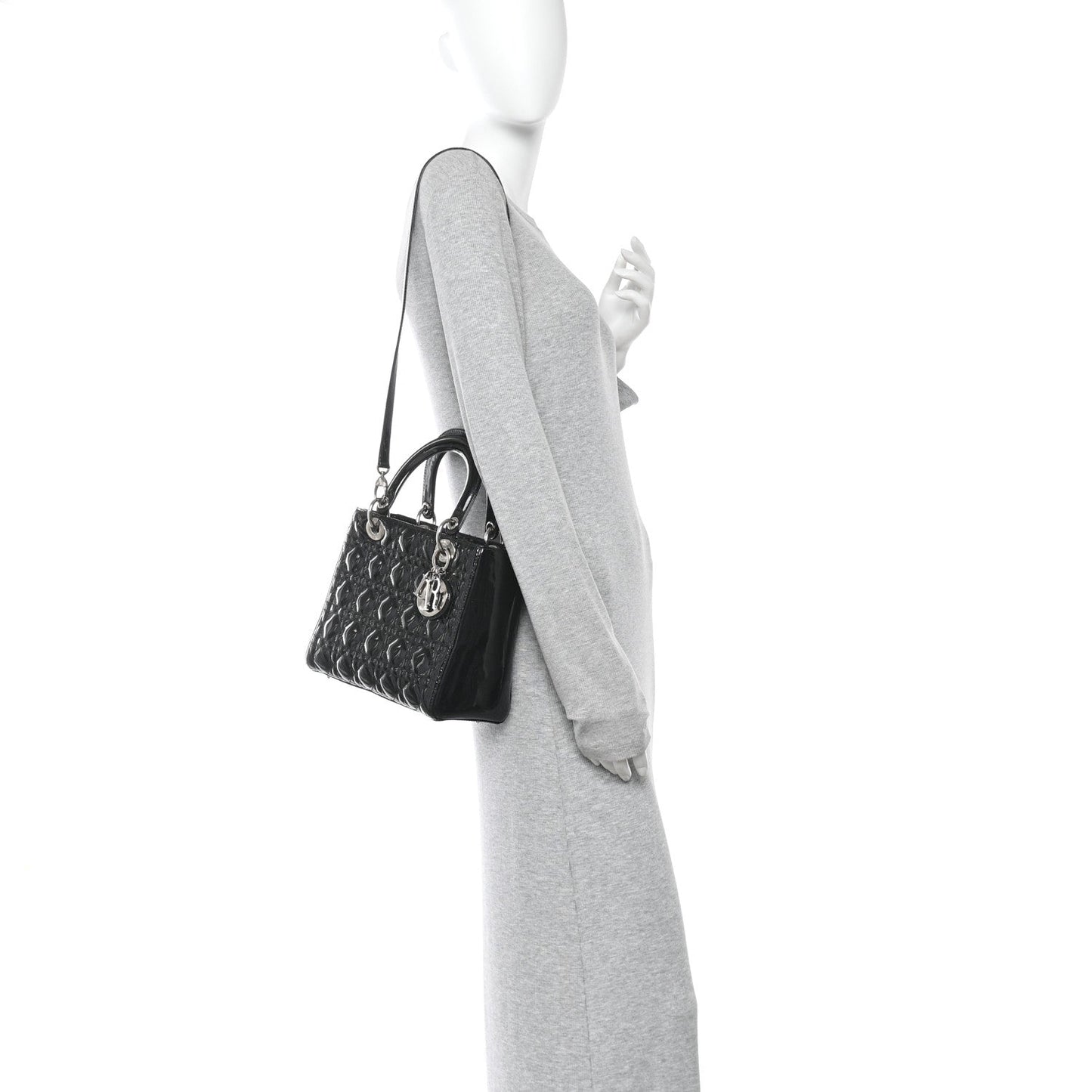 Patent Cannage Medium Lady Dior Black