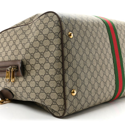 GG Supreme Monogram Textured Dollar Calfskin Web Large Savoy Duffle Bag  Beige Ebony New Acero