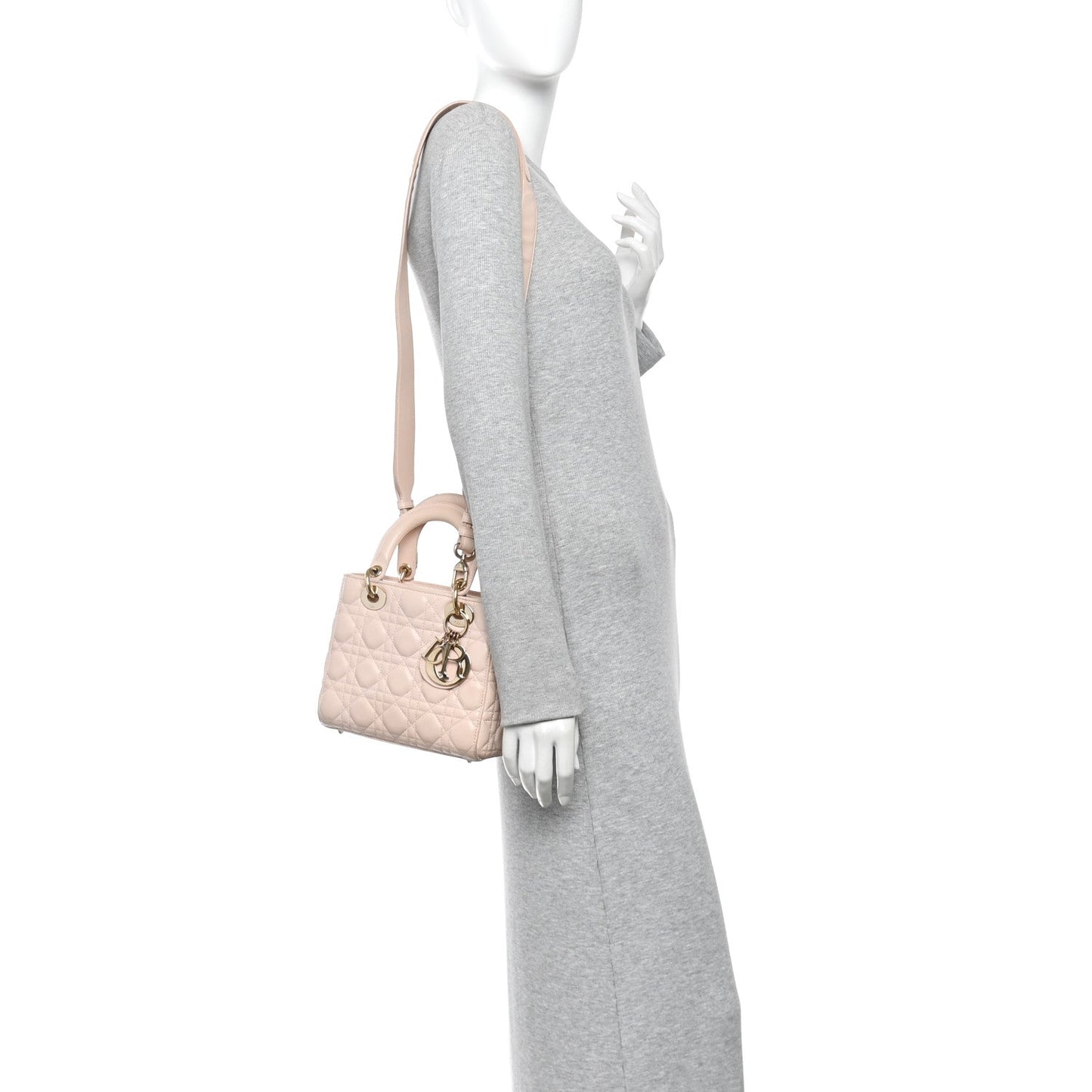 Lambskin Cannage Small Lucky Badges My Lady Dior Light Pink