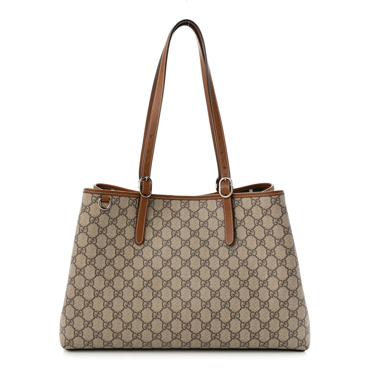 GG Supreme Monogram Emblem Large Tote Bag Beige Dark Brown