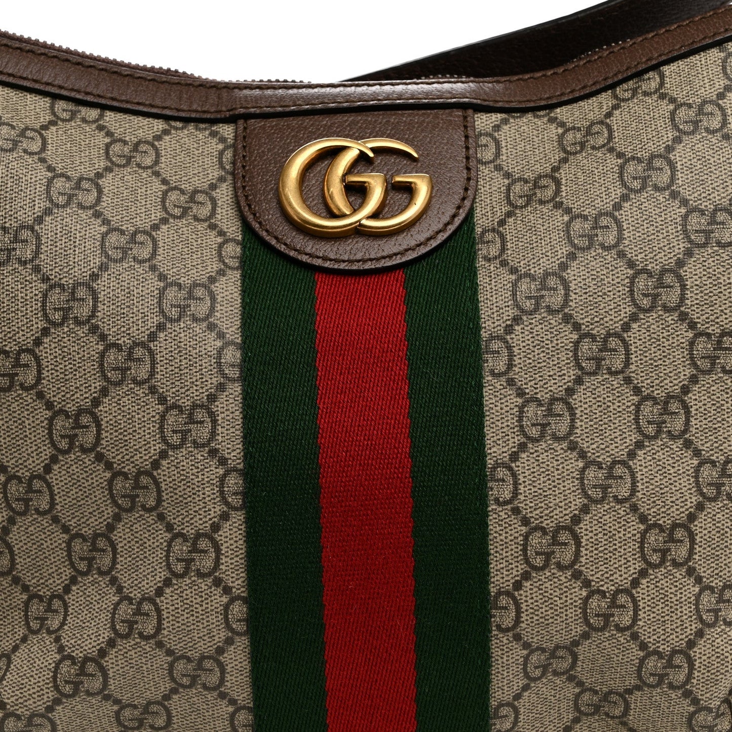 GG Supreme Monogram Web Small Ophidia Half Moon Hobo Brown