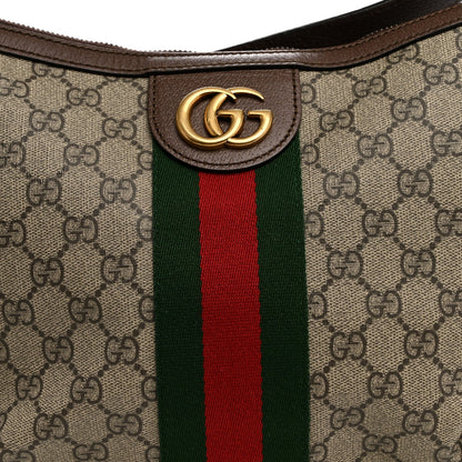 GG Supreme Monogram Web Small Ophidia Half Moon Hobo Brown
