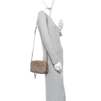 Calfskin Matelasse Small GG Marmont Chain Shoulder Bag Porcelain Rose
