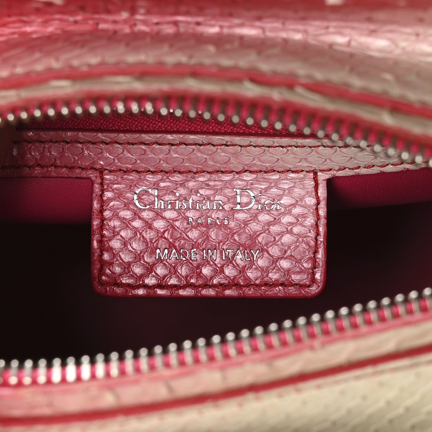 Snakeskin Ombre Medium Lady Dior Red White