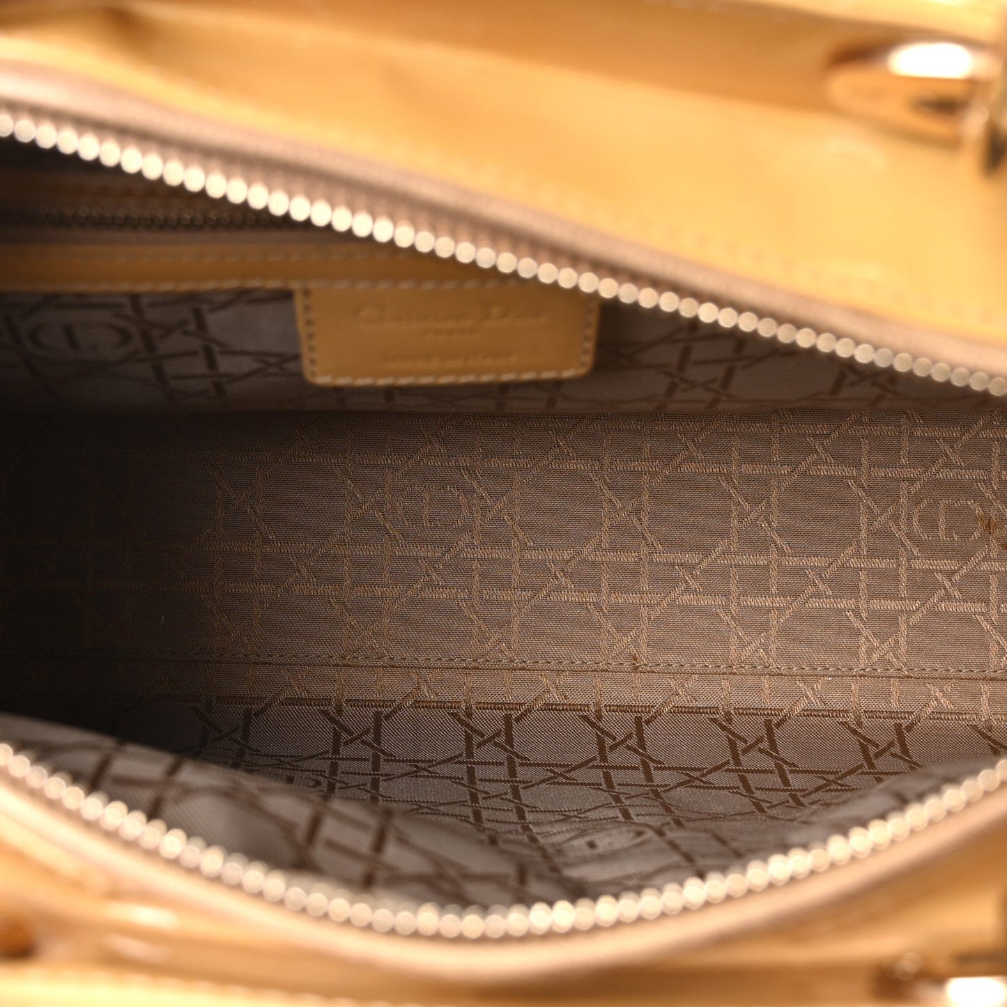 Patent Cannage Large Lady Dior Beige