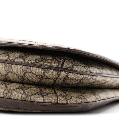 GG Supreme Monogram Textured Dollar Calfskin Web Medium Blondie Top Handle Shoulder Flap Bag Beige Ebony New Acero