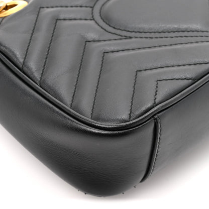 Calfskin Matelasse Mini GG Marmont Shoulder Bag Black