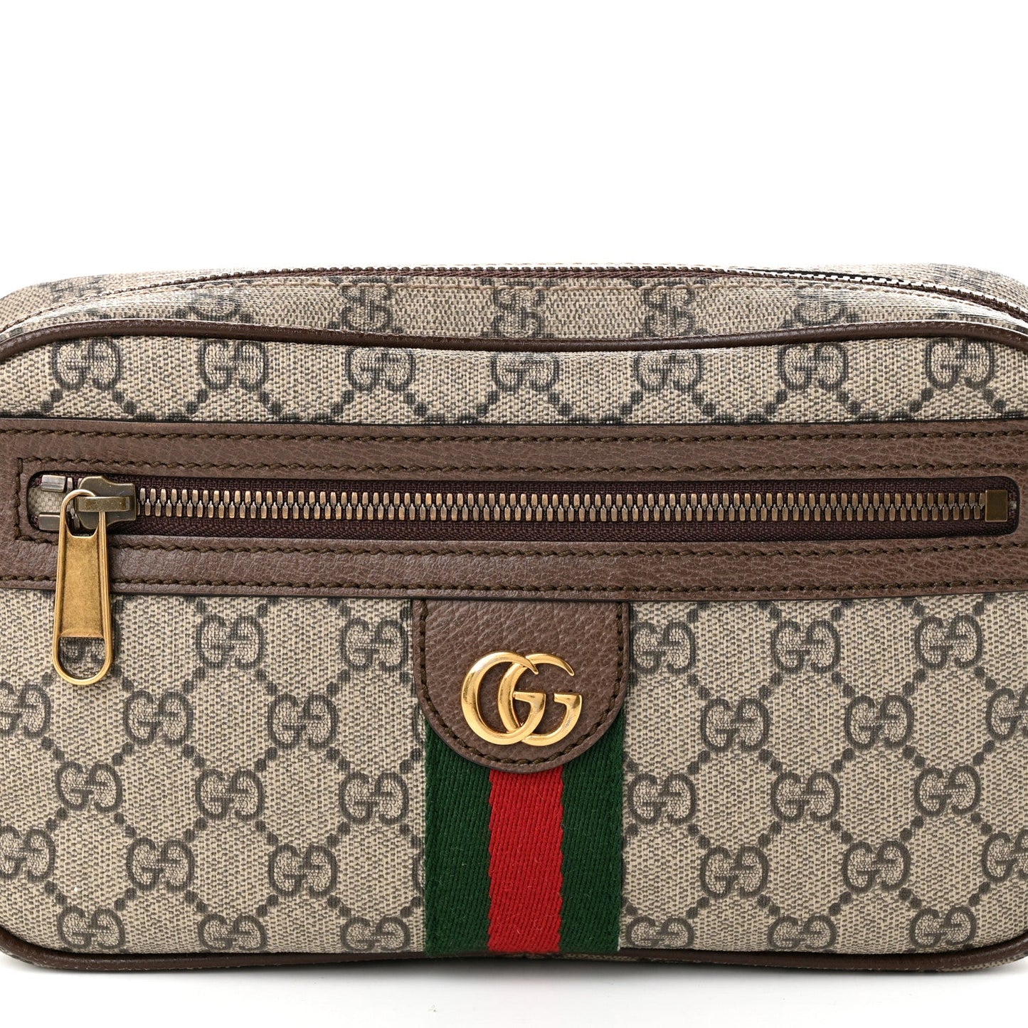 Soft GG Supreme Monogram Medium Ophidia Belt Bag Dark Brown
