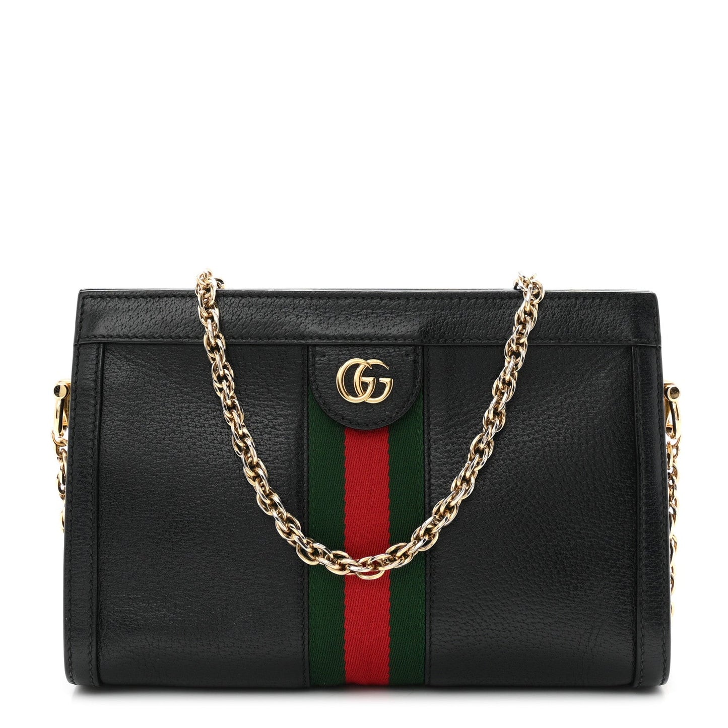 Calfskin GG Web Small Ophidia Chain Shoulder Bag Black