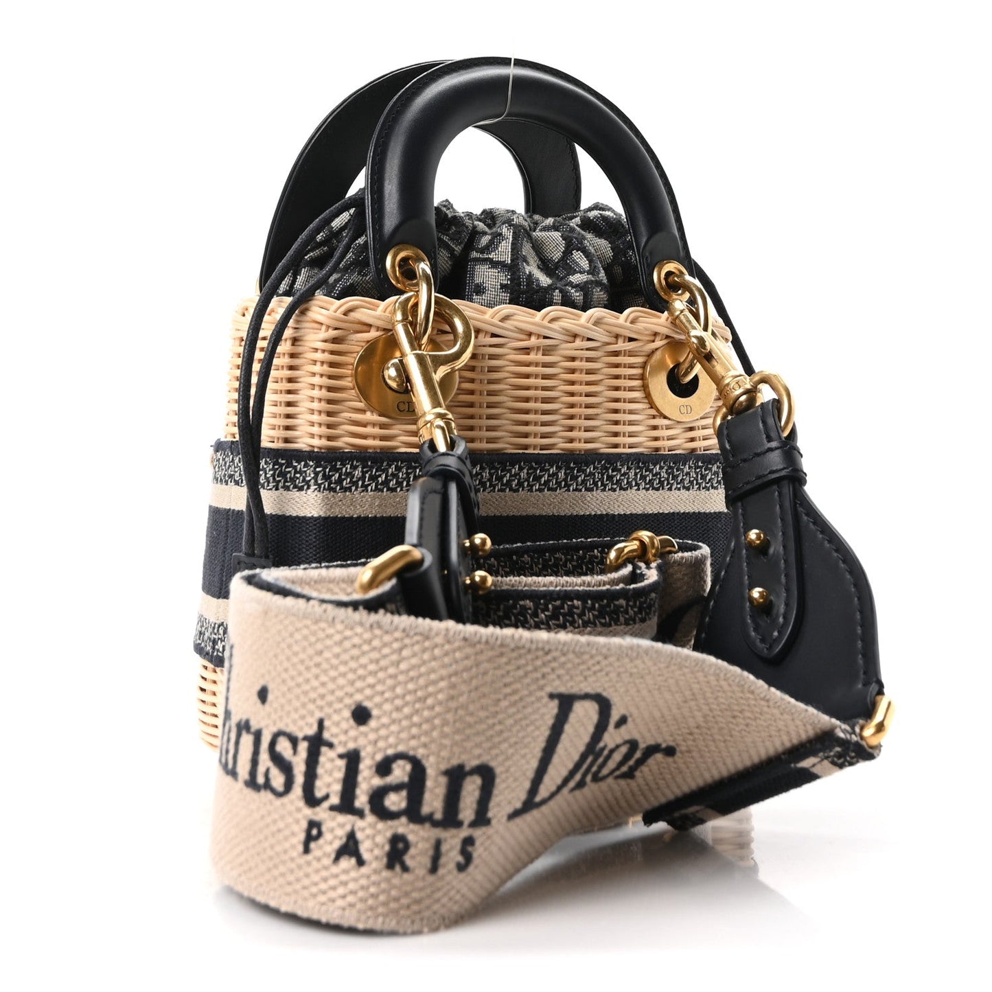Wicker Oblique Mini Lady Dior Bag Blue