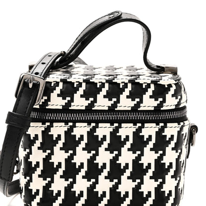 Calfskin Macro Houndstooth Embossed Micro Lady Dior Vanity Case Black White