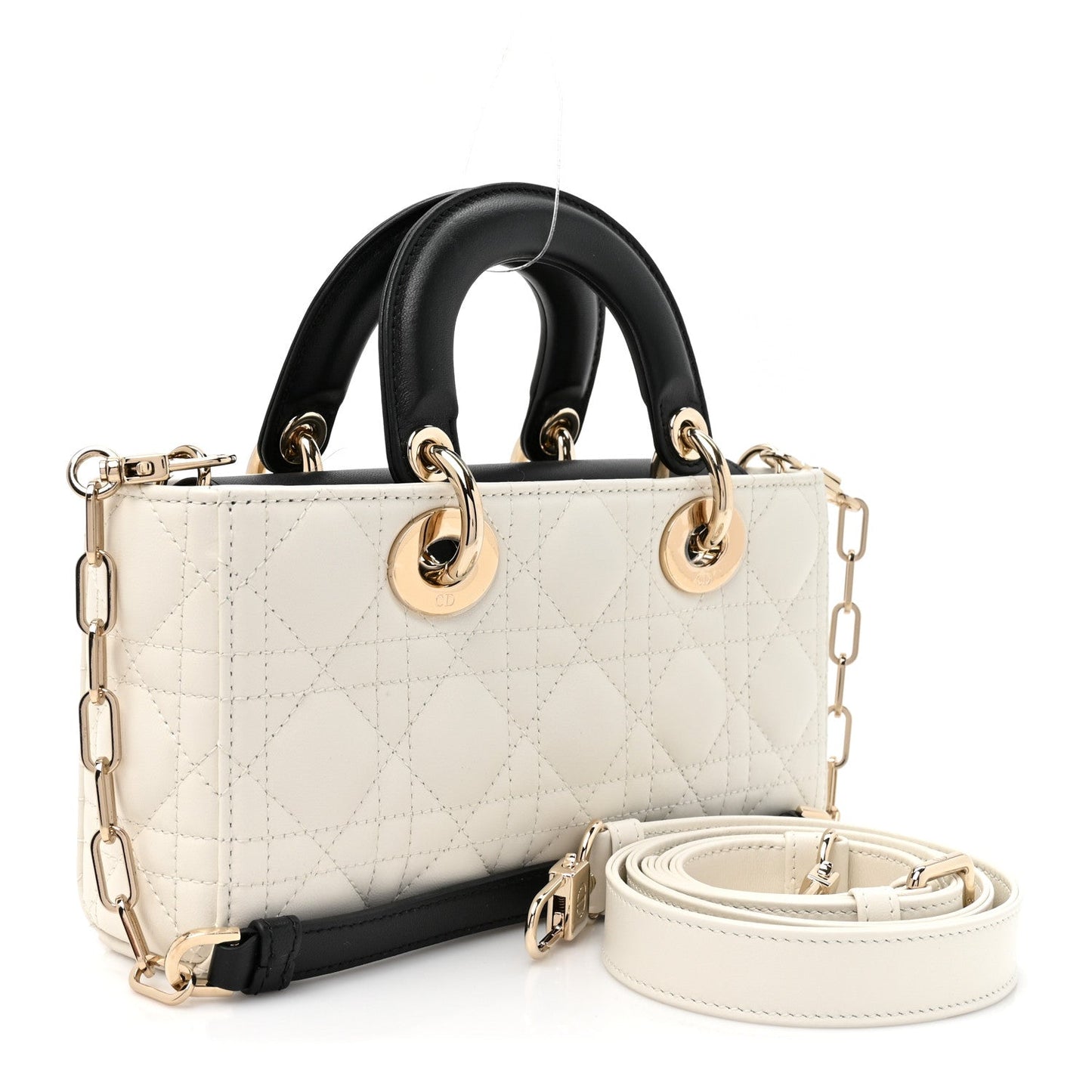 Lambskin Cannage Small Lady D-Joy Latte Black