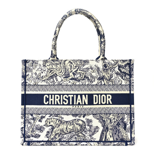 Canvas Embroidered Medium Dioriviera Toile De Jouy Book Tote Blue