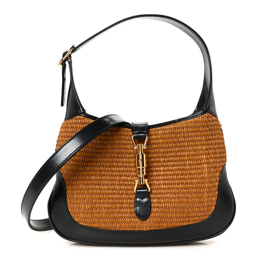 Straw Lux Boarded Dyana Lux Calfskin Small Jackie 1961 Hobo Natural Blue