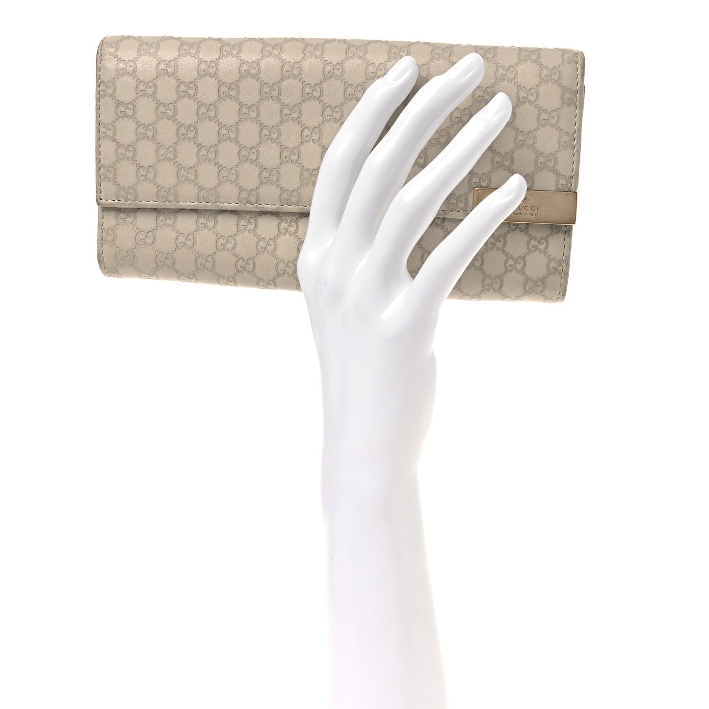 Soft Microguccissima Dice Chain Wallet Beige
