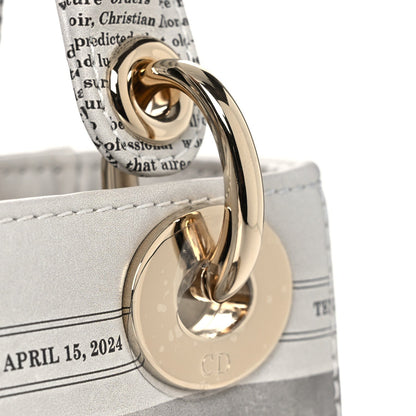 Calfskin Newspaper Printed Mini Lady Dior Black White