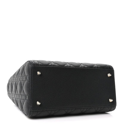 Grained Calfskin Cannage Medium Lady Dior Black