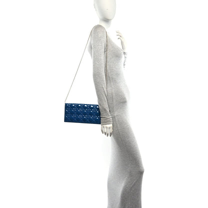 Patent Cannage Lady Dior Convertible Clutch Blue