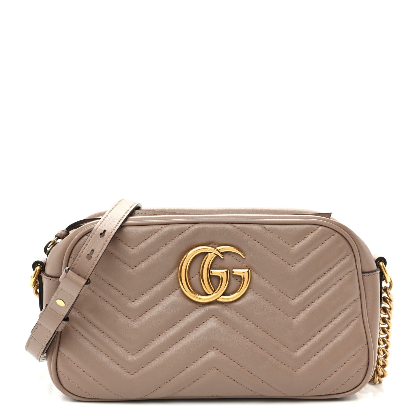 Calfskin Matelasse Small GG Marmont Chain Shoulder Bag Porcelain Rose