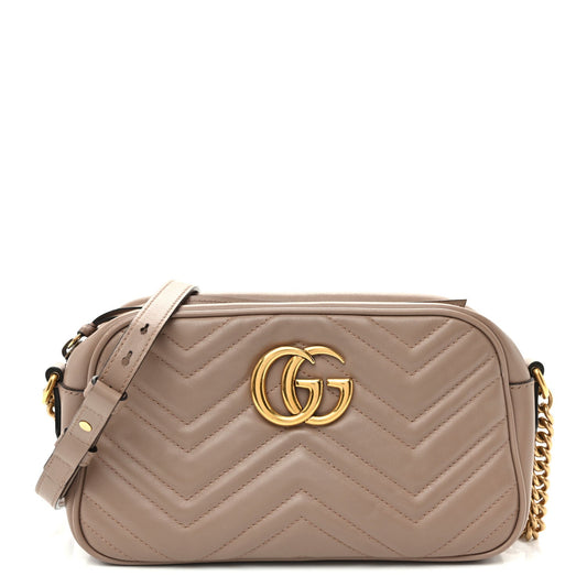 Calfskin Matelasse Small GG Marmont Chain Shoulder Bag Porcelain Rose