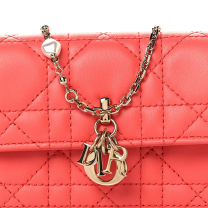Lambskin Cannage Miss Dior Glycine Wallet on Chain Pink