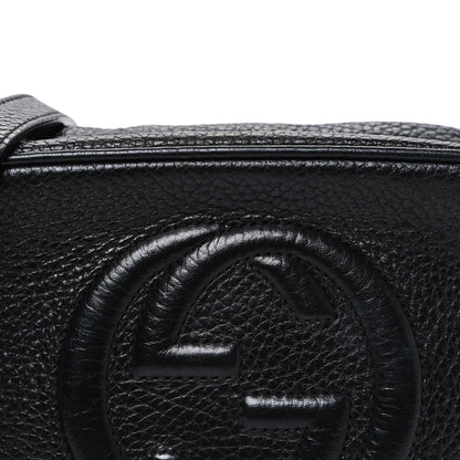 Pebbled Calfskin Small Soho Disco Bag Black