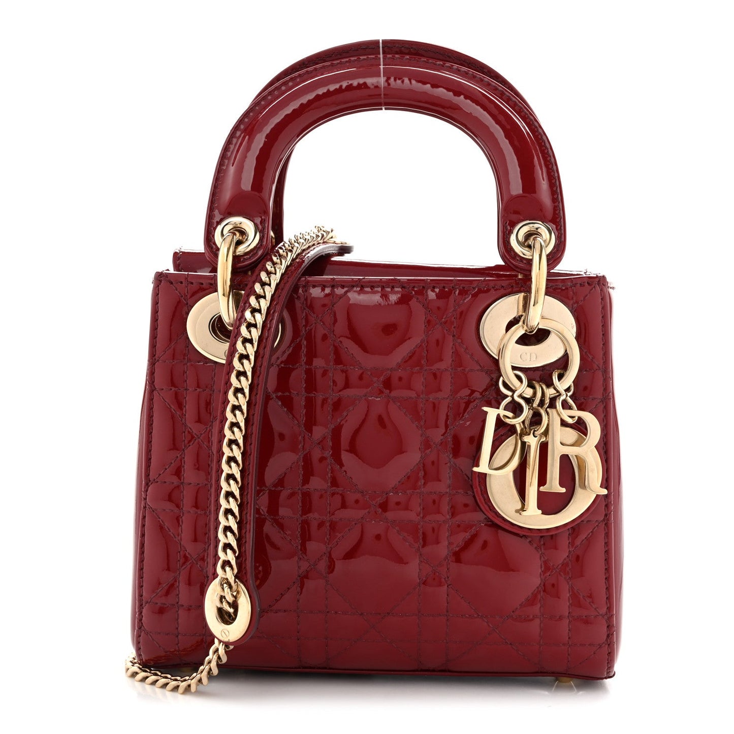 Patent Cannage Mini Lady Dior Red